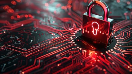 Cybersecurity Protocols Illustrated through a Secure Lock Icon, Reinforcing the Importance of Safeguarding Information