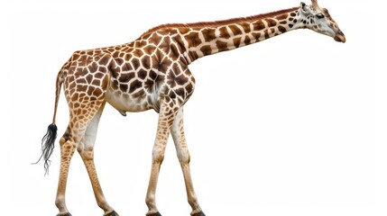 Obraz premium Majestic giraffe walks proudly, displaying its unique patterned coat