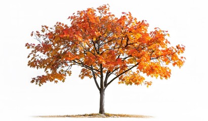Photo of an orange maple tree on a white background

