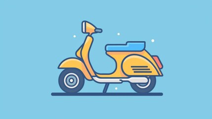 Blue scooter for transportation or summer holiday designs