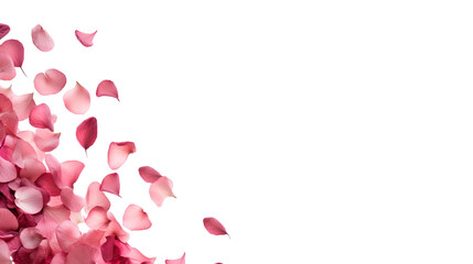 rose pettals in the wind isolated on white background