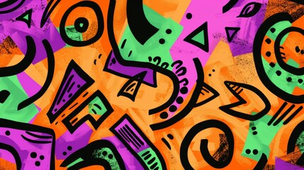 Fototapeta premium Colorful Abstract Geometric Graffiti Art Illustration