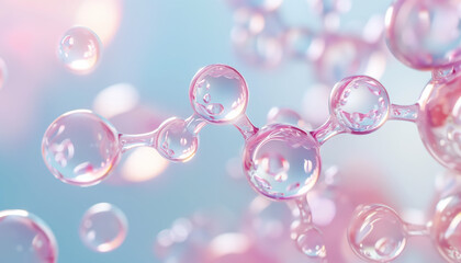 3d Rendering Of Cosmetic Essence Oil Liquid Bubble With Molecule Background: A Stunning Visualization Of Beauty Products In Action.