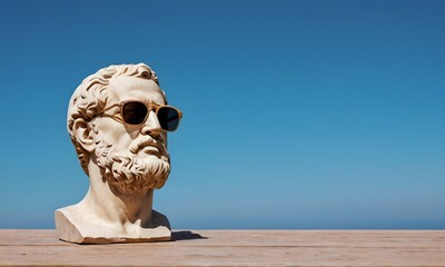Ancient Greek Stoic Statue with vintage sunglasses