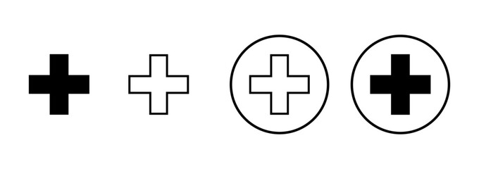 Obraz premium Plus Icon vector isolated on white background. Add plus icon. Addition sign. Medical Plus icon