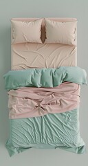 Soft Pink and Grey Bed: Luxurious Design with Silver Embroidery and Cozy Pillows