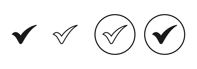 Check icon vector isolated on white background. check mark icon. check list button icon. Tick