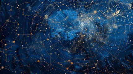 Cosmic night sky with constellations for astrology or space themed designs