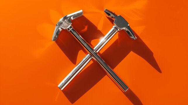 Crossed Axes On An Orange Background For Halloween Or Game Design