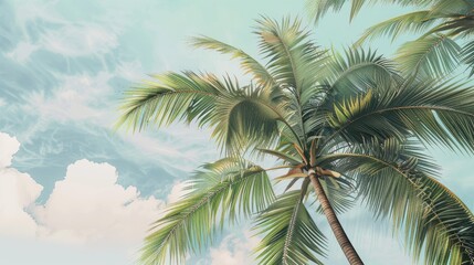 Palm tree with dense foliage set against the sky