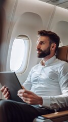 Fototapeta premium businessman working on a plane