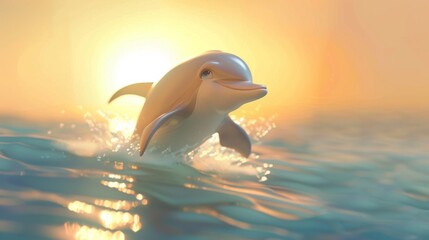 Cute dolphin swimming in the ocean for summer vacation designs