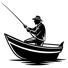 silhouette of a fisherman