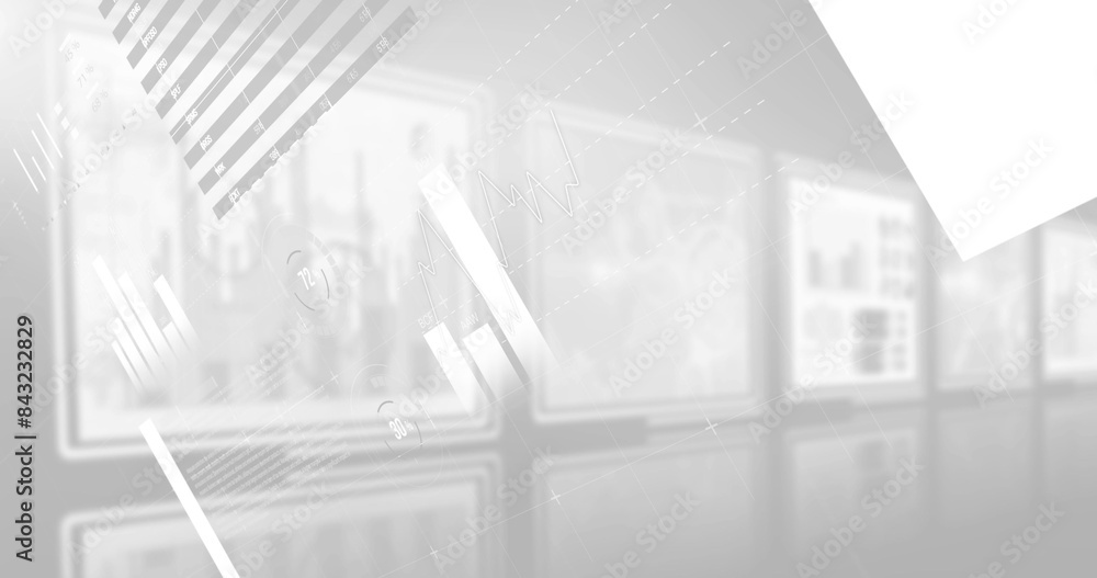 Poster image of financial data processing on white background