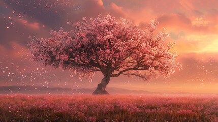 Cherry Blossom Tree in Full Bloom