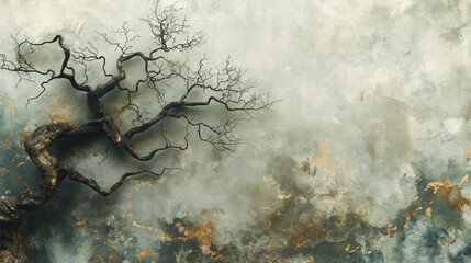 Obraz premium A tree with no leaves is depicted in a painting