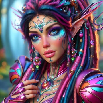 Ilustraci&oacute;n 3D cuento de hadas, hada/elfi, hada, elfi, elfa, elfo, d&iacute;a de la madre, mujer guerrera, de pel&iacute;cula, para ni&ntilde;os, infantil