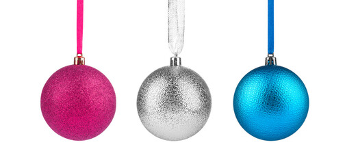 Decorative Christmas balls isolated on white, set