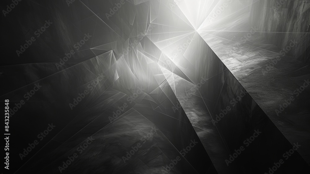 Poster geometric pattern of triangles and squares in the dark.