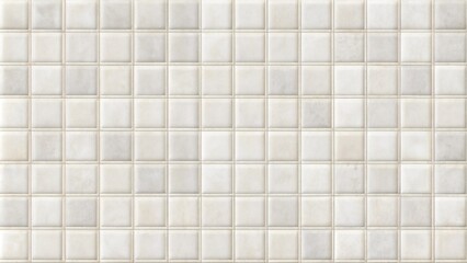 Pristine seamless white tile floor or wall texture in top view, ideal for decorative background, bathroom, kitchen, or laundry room design elements.