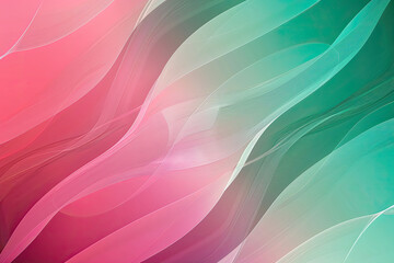 Obraz premium Abstract pink and green background with flowing lines creating a dynamic and elegant design