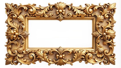 Ornate antique gold frame with intricate carvings of acanthus leaves and flowers, adorned with ornamental patterns, showcasing excellence in classical artistry and craftsmanship.