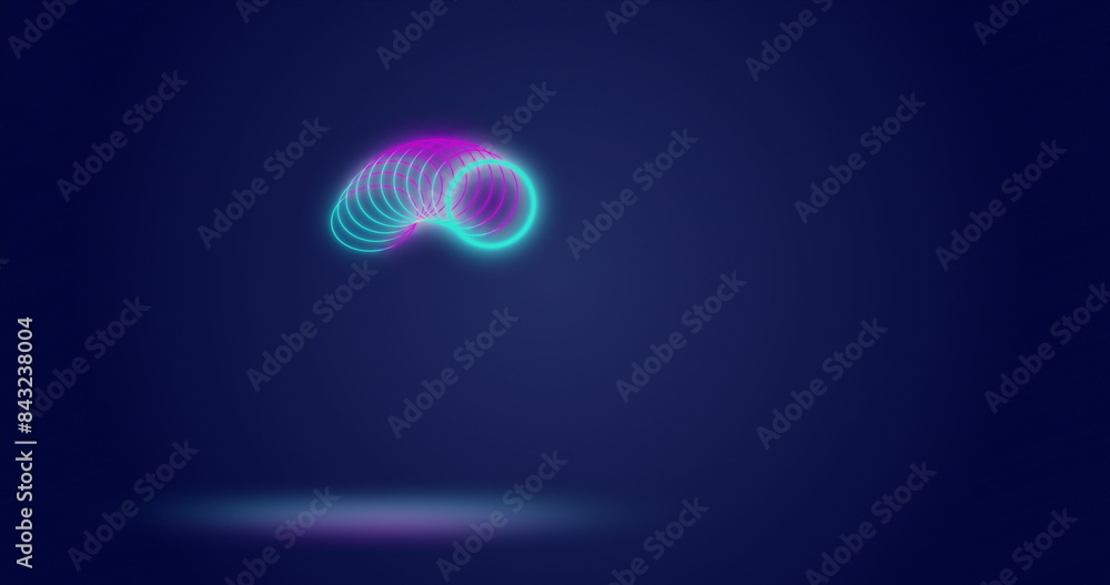Poster image of moving looping circles against abstract background