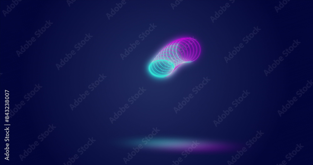 Poster image of moving looping circles against abstract background
