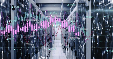 Image of financial data processing over computer servers