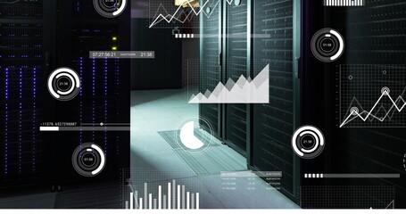 Image of financial data processing over computer servers