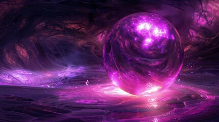 Glowing sphere in a cosmic landscape for fantasy and science fiction designs