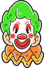 Hand-drawn head of clown