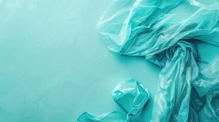 light blue crumpled fabric with darker patterns on similar colored background