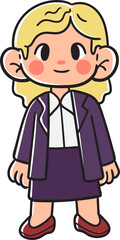 Kid girl, lawyer character.