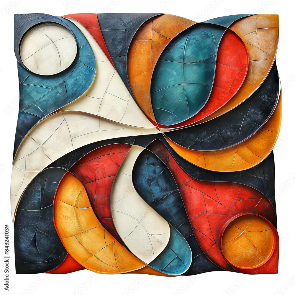 Aufkleber colorful abstract geometric design with textured overlapping shapes and vibrant contrasting colors o