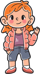 Hand-drawn kid girl character