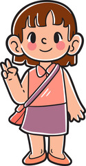 Hand-drawn kid girl character