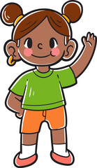 Hand-drawn kid girl character