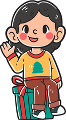 Kids character celebrating christmas party