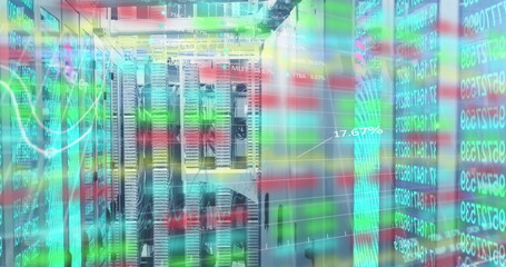 Financial and stock market data processing against computer server room