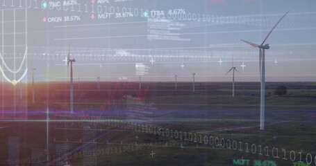 Image of data processing over wind turbines