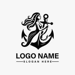 Fototapeta premium Mermaid Anchor Vector logo