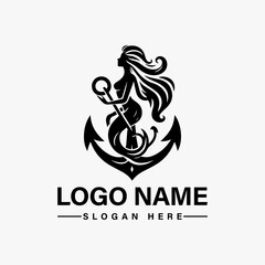 Mermaid Anchor Vector logo