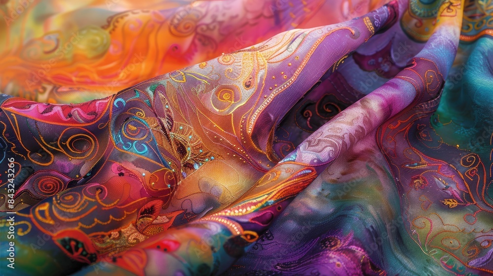 Poster digitally printed dupatta featuring colorful background design