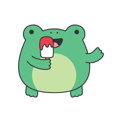 Cute frog eating popsicle illustration