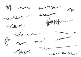 Doodles with charcoal pencil texture. Vector illustration