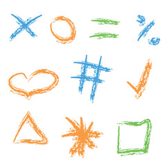 Doodles with charcoal pencil texture. Vector illustration