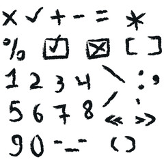 Doodles with charcoal pencil texture. Vector illustration