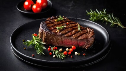 Elegant Minimalism, Slow-Cooked Steak with Fresh Accompaniments
