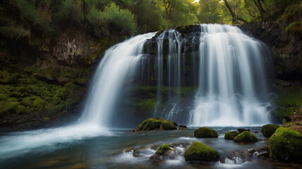 Cascada en medio del bosque